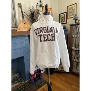 Vintage Virginia Tech Champion White Maroon Hoodie Mens M Hokies